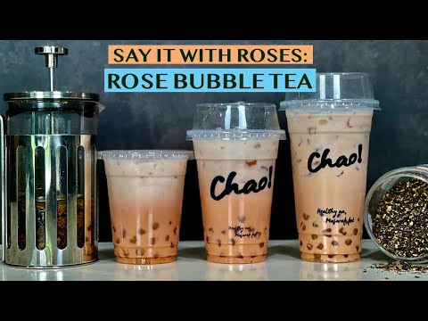 SPECIAL VALENTINE'S DAY TREAT: HOW TO MAKE ROSE BUBBLE TEA LATTE - RECIPES FOR 12, 16 & 22 OZ CUPS