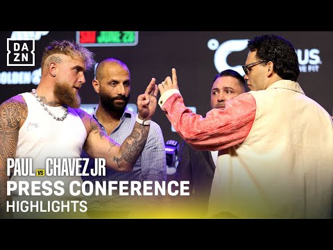 Jake Paul vs. Julio Cesar Chavez Jr. face off for the first time during the Press Conference.