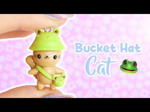 Frog Bucket Hat Cat │ Polymer Clay Tutorial