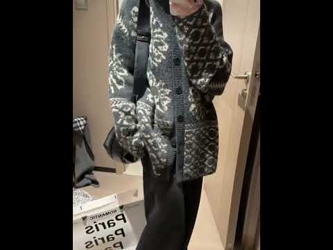 駱駝毛翻領費爾島開衫毛衣