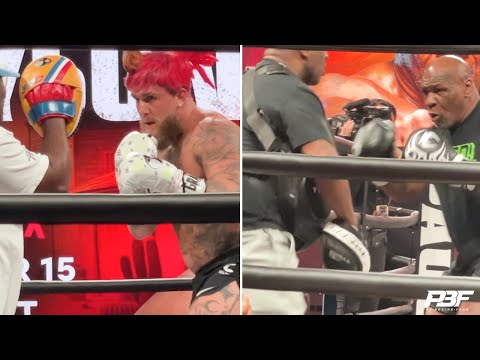 JAKE PAUL VS MIKE TYSON • SIDE-BY-SIDE PAD FOOTAGE COMPARISON AT PUBLIC WORKOUT • NETFLIX