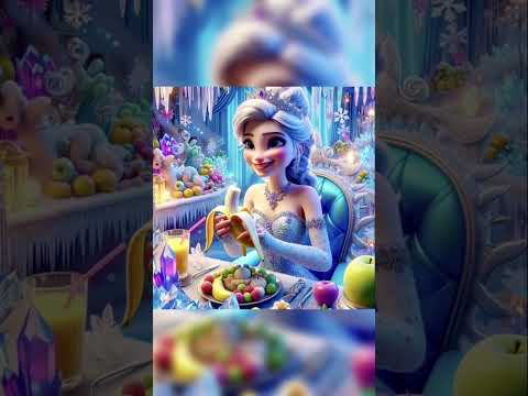 A cheerful, ice-themed princess with silver hair #airport #viral #ai #banana #food