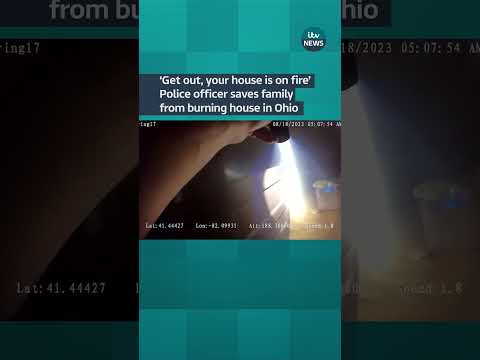 ‘Get out, your house is on fire’ Police officer saves family from burning house #ohio #usa #fire
