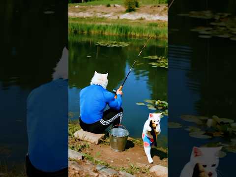 Cute cat stole big fish 🐱🐟😼🍽️😂 #cat