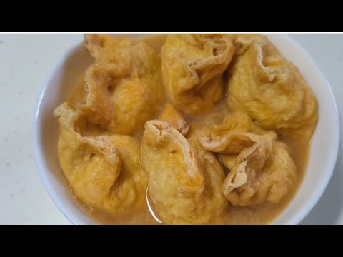 豆腐とたまごとカニカマの油揚げ巾着　簡単レシピ　おつまみ　おかず