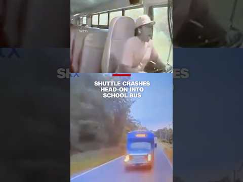 Shuttle crashes head-on into school bus