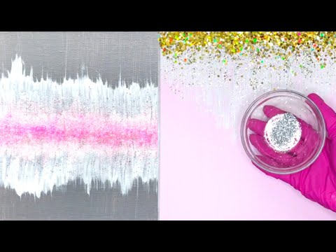 Abstract Acrylic Painting Pink and Glitter Ideas