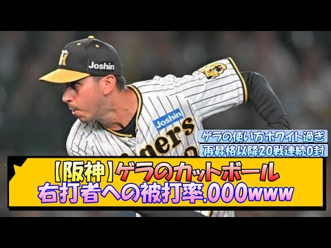 【阪神】ゲラのカットボール 右打者への被打率.000www【なんJ/2ch/5ch/ネット 反応 まとめ/阪神タイガース/岡田監督】