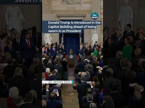 Donald Trump is introduced in the Capitol Building ahead of being sworn in as President #itvnews