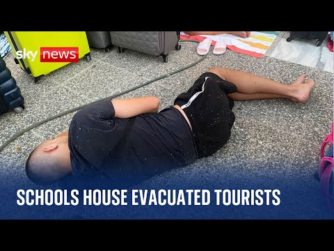 Rhodes Wildfires: Emergency shelters set up for evacuated tourists