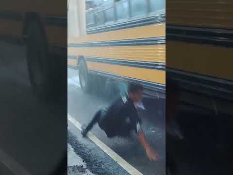 Man Gets Splashed by Bystanders Immediately After Exiting Bus
