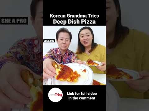 Korean Grandma Eating Deep Dish Pizza🍕 For The First Time #shorts