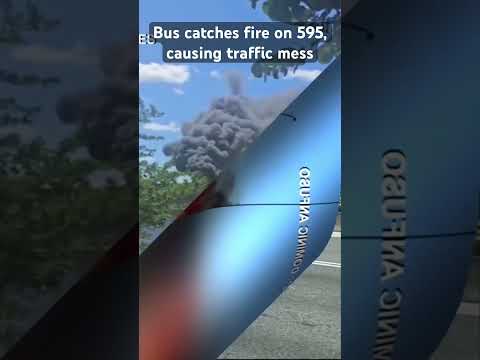 Tour bus catches fire on I-595, causing rush hour traffic mess #fire #browardcounty #traffic