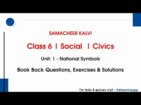 National Symbols Book Back Questions | Unit 1  | Class 6 | Civics | Social | Samacheer Kalvi