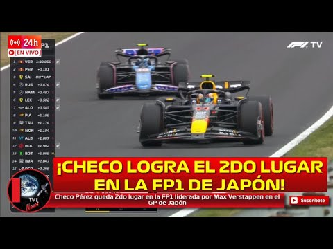 Checo Pérez queda 2do lugar en la FP1 liderada por Max Verstappen en el GP de Japón