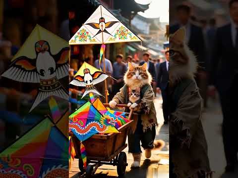 Selling kites #cat #kucing