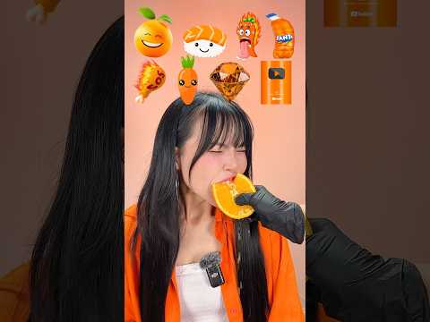 ASMR Mukbang 🥵🥕🍊 Eating Random Orange Food #shorts #food #asmr #mukbang #challenge #spicyfood