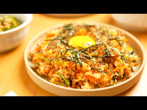 【簡単小松菜レシピ】たった15分!ビビンバはコレでいい♪チンするだけ。