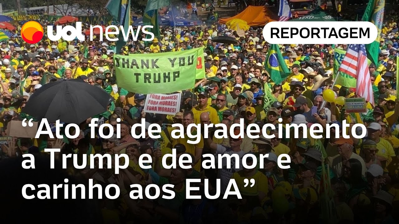 Manifestação a favor de Bolsonaro é marcada por atos de amor e carinho a Donald Trump e aos EUA