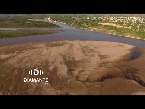 Imágenes desde el drone: Los bancos de arena frente a las barrancas de Diamante
