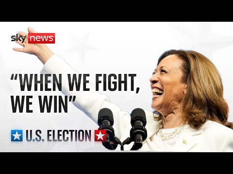 Kamala Harris speaks at a rally in New Hampshire
