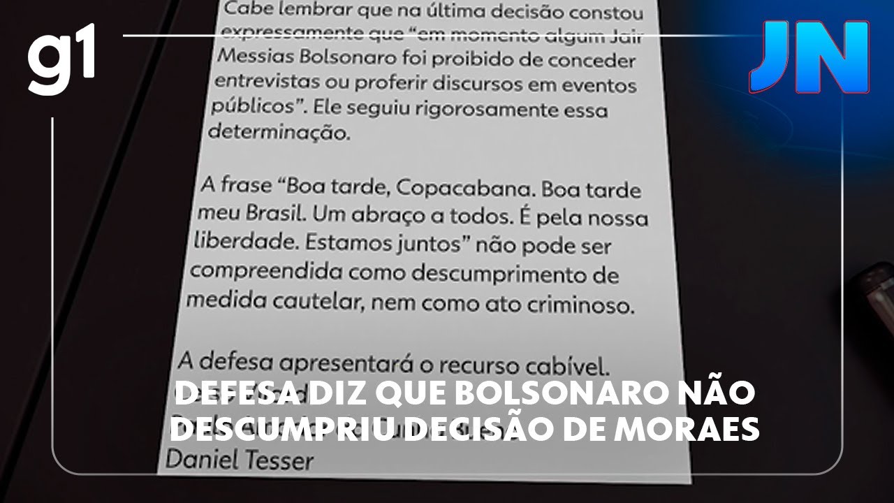 JN Defesa diz que Bolsonaro não descumpriu decisão de Moraes