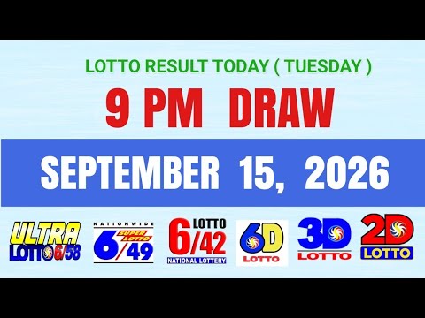<strong>Lotto</strong> <strong>Results</strong> Today 9pm Draw September 15, 2026 PCSO
