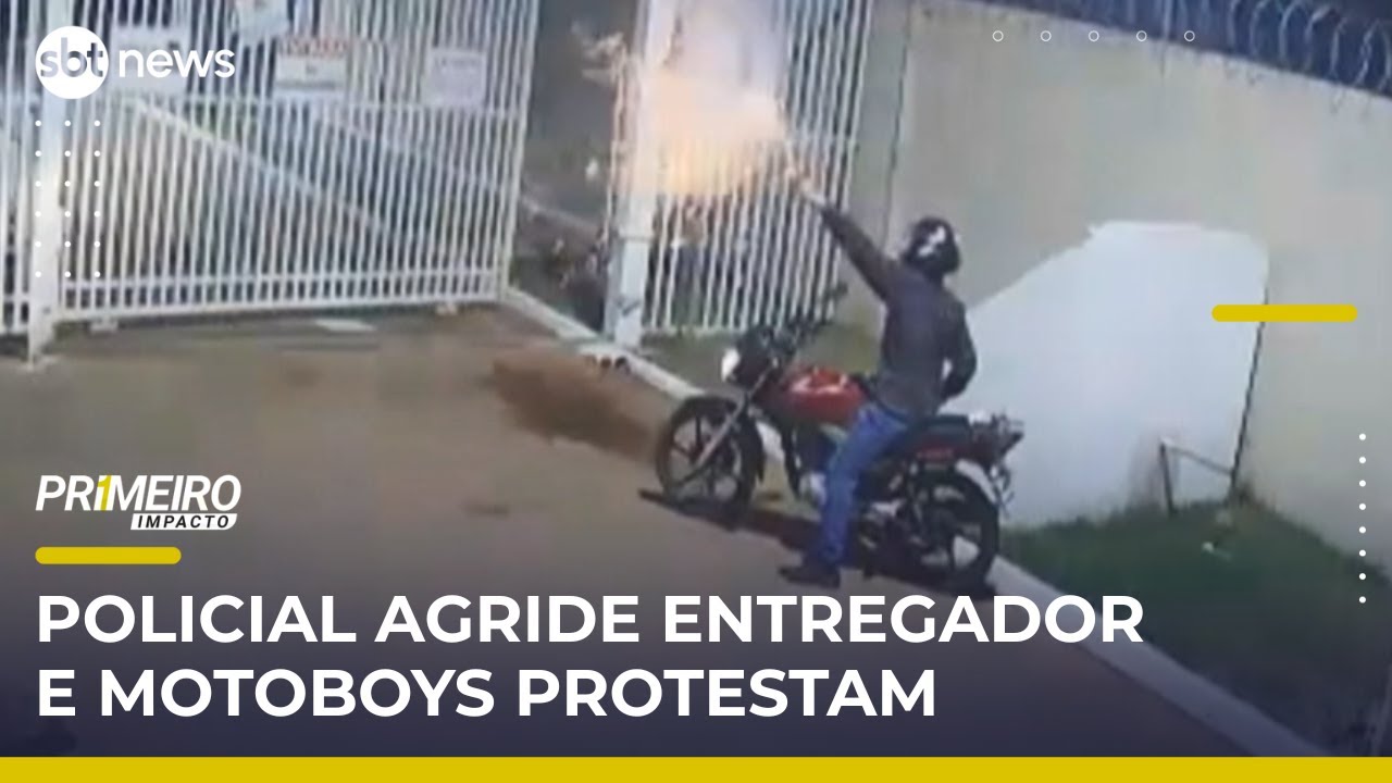 Policial agride entregador e motoboys protestam em condomínio | #PrimeiroImpacto