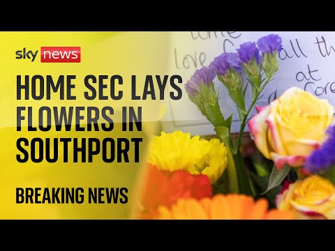LIVE: Home Secretary Yvette Cooper lays down flowers after the Southport stabbings