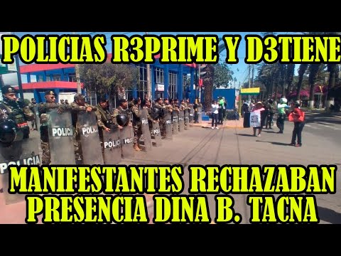 TACNA POLICIA R3PRIMEN MANIFESTANTES QUE PROTESTABAN LA PRESENCIA DE DINA BOLUARTE EN TACNA..