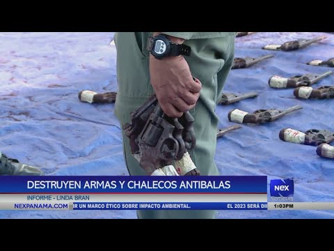 Policía Nacional destruye armas y chalecos antibalas