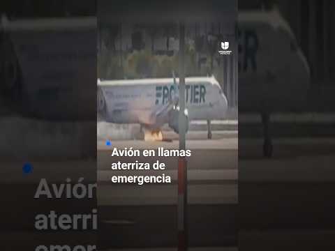 Avión en llamas aterriza de emergencia