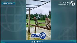 سقوط مؤلم لجندية اثناء التدريب