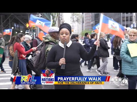 Manhattan NY: Haitians say ENOUGH! Praterfully walk for delivrance of Haiti.  KitCat Ayitibiyografi