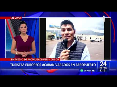 Policía resguarda aeropuerto Velasco Astete del Cusco ante presencia de manifestantes