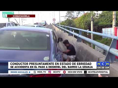 Hondureño se quedó dormido y chocó su carro en un puente a desnivel en la capital