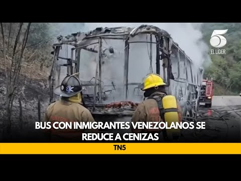 Bus con inmigrantes venezolanos se reduce a cenizas