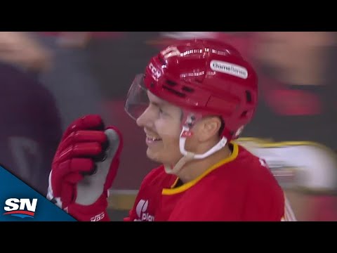 Flames Yegor Sharangovich Squeaks One Through Igor Shesterkin