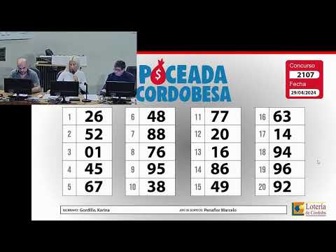 SORTEO POCEADA CORDOBESA N.º 2107 - 29/04/2024