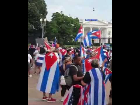Cubanos se manifiestan en Washington DC frente a la Casa Blanca
