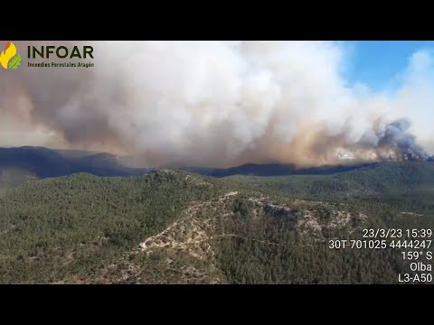 Desalojada la localidad de Olba en San Agustín por un incendio entre Teruel y Castellón