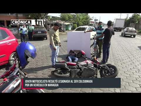 Motociclista lesionada tras accidente por invasión de carril en Managua - Nicaragua