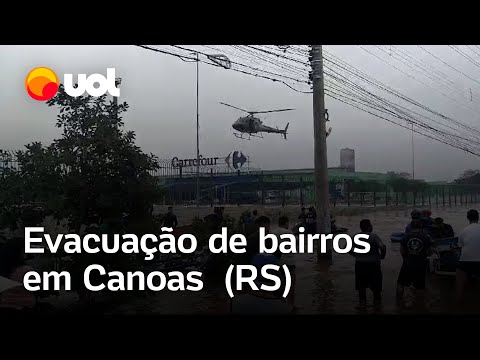 Enchentes no RS: vídeo mostra resgate de moradores com helicópteros em Canoas