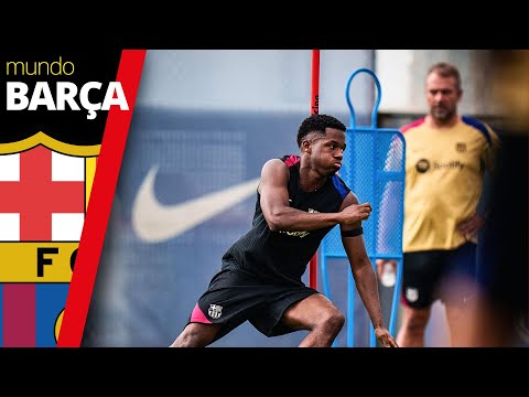 BARÇA ENTRENAMIENTO: Vitor Roque y Ansu Fati aprietan para convencer a Flick