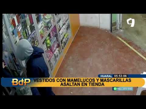 BDP Vestidos con mamelucos y mascarillas asaltan tienda en Huaral