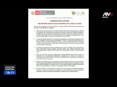 INPE emite comunicado tras retención de personal por parte de reos del penal Río Seco