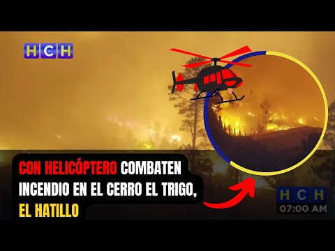 Con helicóptero combaten incendio en el cerro el Trigo, El Hatillo