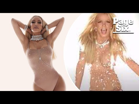 Kim Kardashian channels Britney Spears in sparkling nude bodysuit for Swarovski x Skims