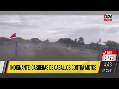INDIGNANTE: CARRERAS DE CABALLOS CONTRA MOTOS EN CORRIENTES
