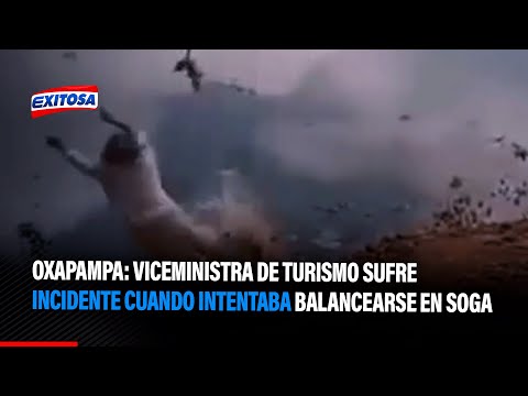Oxapampa: Viceministra de Turismo sufre incidente cuando intentaba balancearse en soga